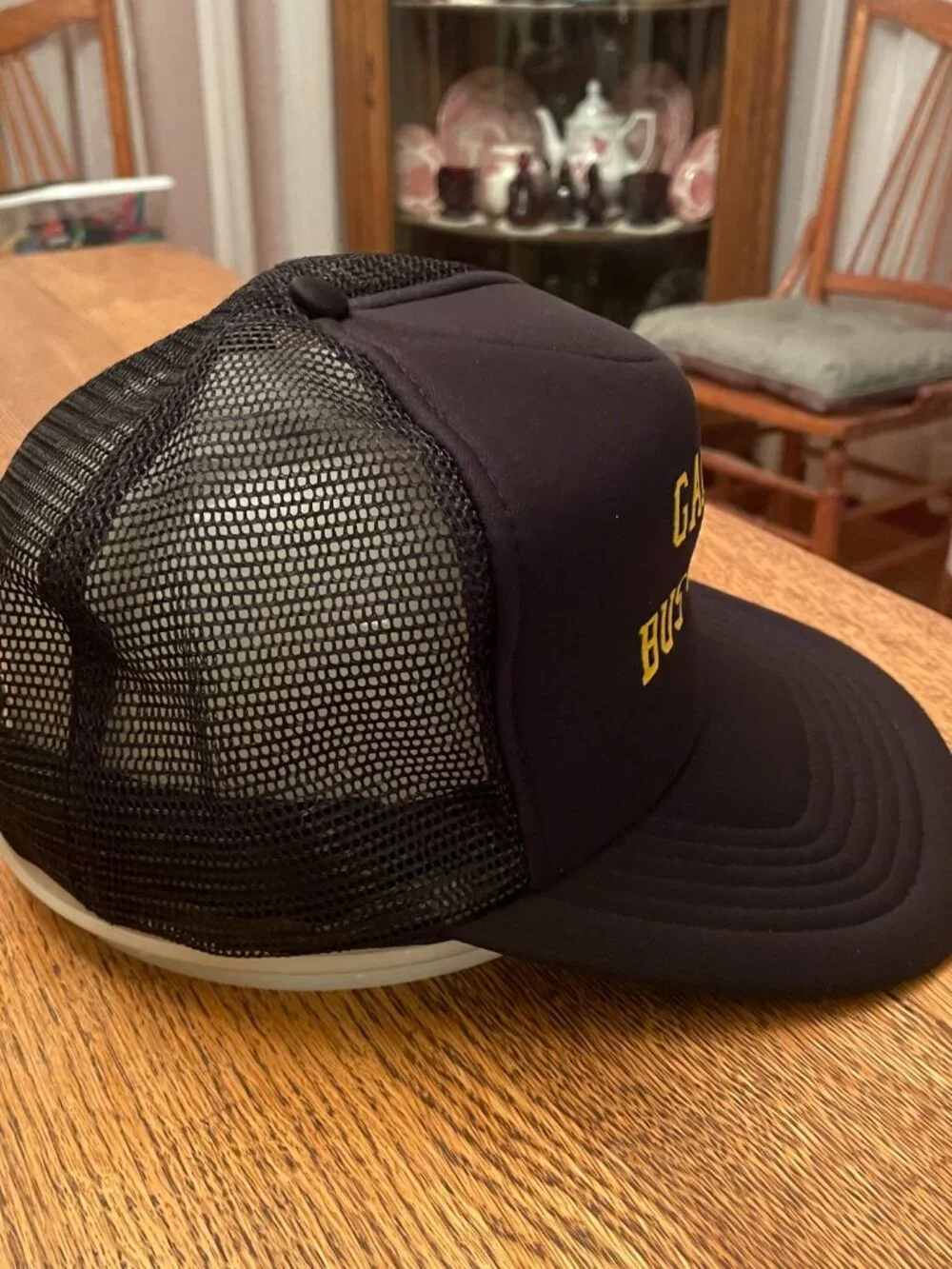 Vintage Gareth Bus Lines Black Snapback Trucker Hat Cap by Universal
